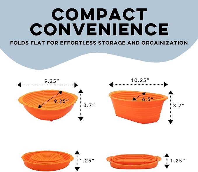 Cultures for Health Silicone Banneton Bread Proofing Basket | Complete Non-Stick Set of Two | 9-Inch Round & 10-Inch Oval Sourdough Proofing Basket | Ideal for Sourdough and Bread Baking Easy to Clean