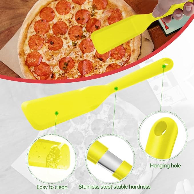 2 Pack Silicone Thin Omelet Turner, Heat Resistant Long Crepe Spatulas for Nonstick Cookware, Pancake Spatula for Egg Cake Pizza Steak Omelet Crepes (Yellow)