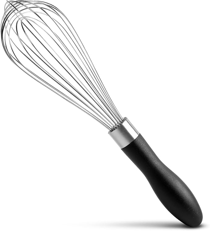 Anyongora 10 Inch Whisk, Sturdy Stainless Steel Wire Whisk with Non-Slip Grip - Dishwasher Safe & Rust Resistant Kitchen Tool for Cooking, Blending, Whisking & Mixing Batter