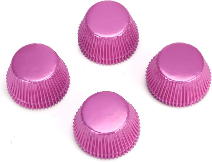 Gifbera Standard Pink Foil Cupcake Liners for Baking 200 Count - Metallic Greaseproof Cupcake Wrappers Muffin Cups, Heavy Duty, Non-Stick, Easy to Peel