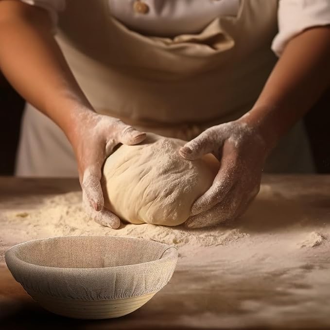 KONGDY 6 Pieces 10 Inch Round Banneton Bread Proofing Basket Cloth Liner, Natural Weave Dough Sourdough Baking Dough Basket Cloth Liner (Basket Not Included) (Round)