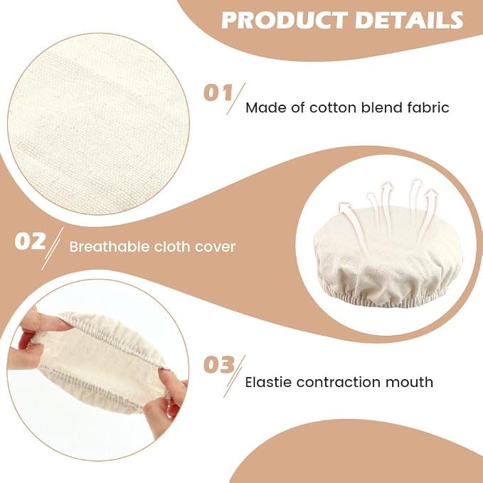 9pcs Sourdough Starter Kit,3 Bread Fermentation Cover 3 Thermometer 3 Feeding Date Band,Sourdough Starter Jars Cloth Covers,Breathable Reusable Sourdough Bread Proofing Cover