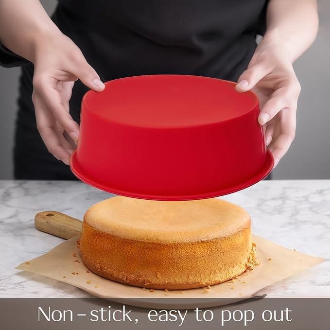 saphe 10 Inch round Cake Pans (2Packs) - Non-Stick Mini Round Baking Pans, Silicone Cake Molds for Small Layer Cakes and Desserts (10 inch)