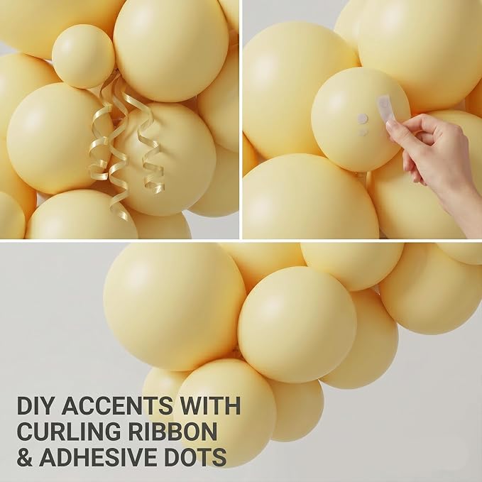 104pcs Pastel Yellow Balloons Different Sizes 18 12 10 5 Inch, Matte Macaron Light Yellow Balloon Garland Arch Kit for Daisy Sunshine Baby Shower Gender Reveal Birthday Decorations