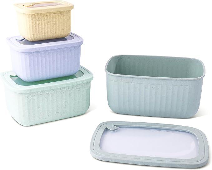 Core Kitchen Nested Wheat Fiber Food Storage Set – 8-Piece BPA-Free Containers with Lids – Eco-Friendly, Stackable, Microwave & Freezer Safe - Sunny Meadow