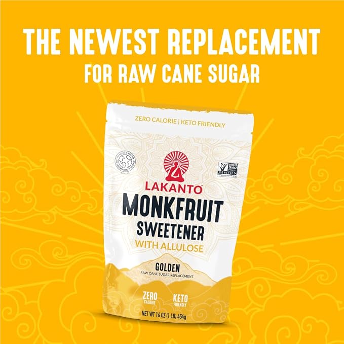 Lakanto Bulk Golden Monk Fruit Sweetener with Allulose - Bulk Raw Cane Sugar Substitute, Baking, Extract, Sugar Replacement (Golden - 20 kg)