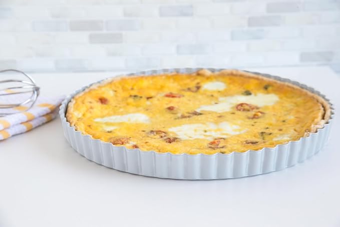 Fox Run Stainless Steel Tart and Quiche Baking Pan, 9.5" Round Fluted Edge Tart Pan