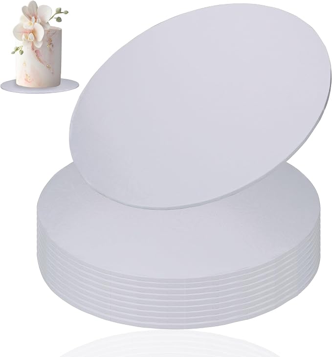 14 inch Round Cake Drum Boards, Dulinkas 1/4 Inch Thick White Corrugated Cardboard Cake Base Grease-Resistant Cake Boards for Multi-Layer Cakes, Weddings & Parties 10 Pack