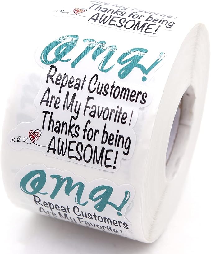 Littlefa Repeat Customers are My Favorite Stickers, Appreciate Customer Small Business Stickers Labels- Thank You Sticker for Envelopes Seal,Mail Packaging Sticker for Small Business 500 PCS