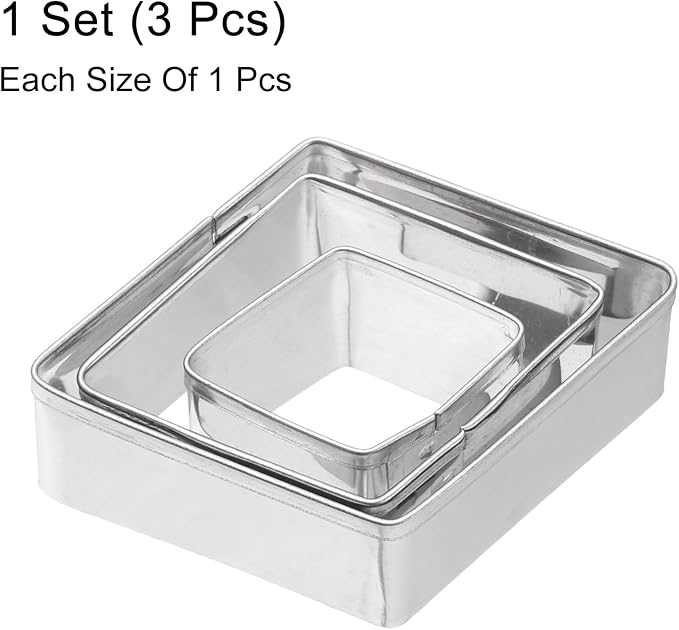 HARFINGTON 3Pcs Rhombus Diamond Cookie Cutters Set Assorted Sizes Stainless Steel Geometric Frame Holiday Cookie Cutters for Pastry Fondant Cake Cookie
