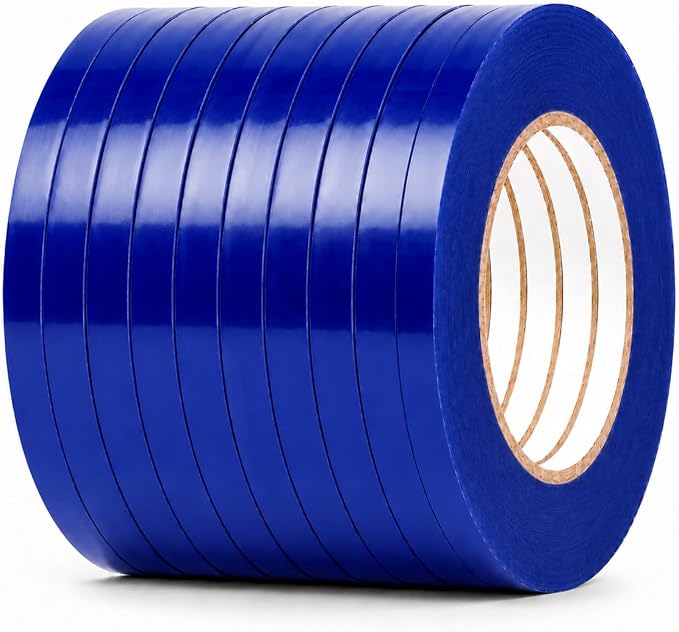GGR Supplies UPVC-24BS Dark Blue Poly Bag Sealing Tape, 3/8 Inch x 180 Yards, Bag Sealing Tape for Produce, Bakery, Candy, Food Packaging and Inventory Color Coding. Pack of 10