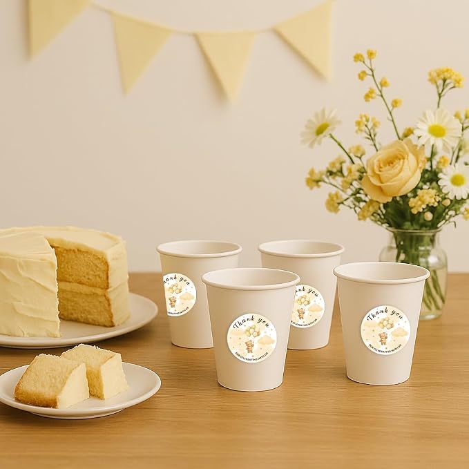 320 Pcs Balloon Bear Thank You Stickers, 2 Inch Round Gold Foil Thank You Gift Stickers Waterproof Self-Adhesive Packaging Sticker for Packaging, Gift Bags Boxes Orders