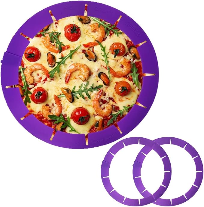 Adjustable Pie Crust Shield Protector Pie Edge Protector Tools Round Silicone Baking Cake Pizza Cover BPA-Free for Halloween Christmas Baking, Fits 8-11.5 Inches Pie (Purple-2pcs)