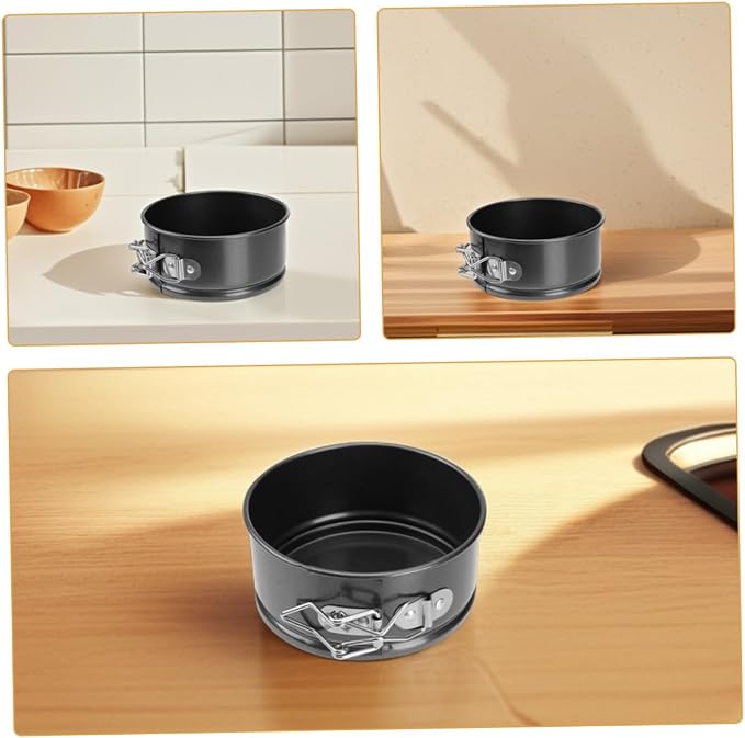 BESPORTBLE 4pcs Mini Round Cake Tins with Spring Latch Leakproof Seal Nonstick Steel Baking Pans for Cheesecake Quiche Pies and Tarts Easy Release and Cleaning for Home Bakers