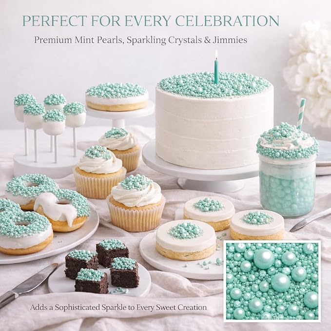Confect Mint Green Sprinkles – Premium Pastel Green Pearl Cake & Cupcake Sprinkles (4.2 oz) – Bake Stable Edible Decorating Sprinkles for Cookies, Baking & Cake Decorations – Soft Chew, No Synthetic Dyes
