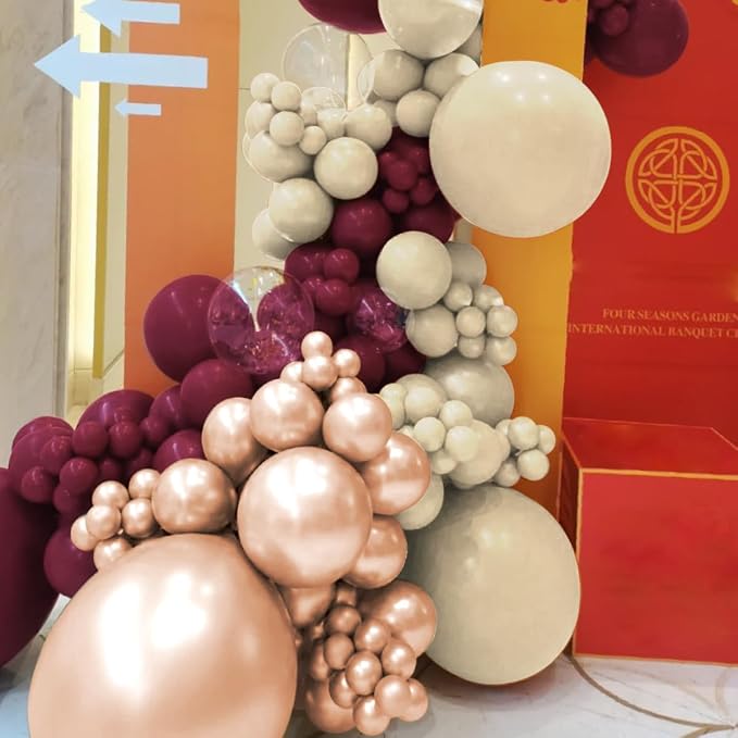 Dark Purple White Gold Balloon Garland Arch Kit, 160Pcs Grape Purple White Sand Metallic Rose Gold Balloons for Halloween Wednesday Baby Shower Birthday Wedding Party Decoration