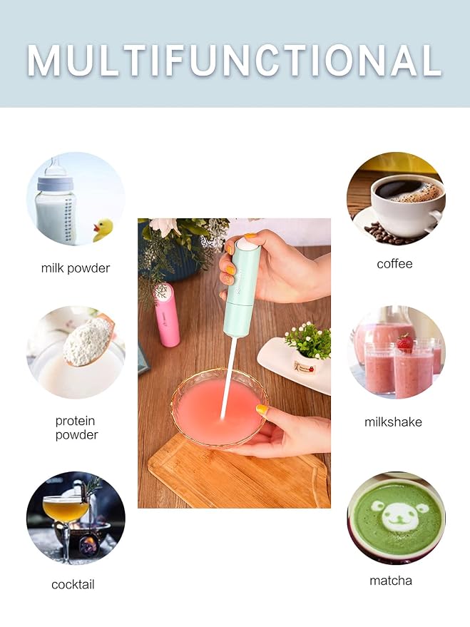 Handheld Electric Formula Stirrer,Electric Milk Frothers,Handheld Drink Mixer (Blue)