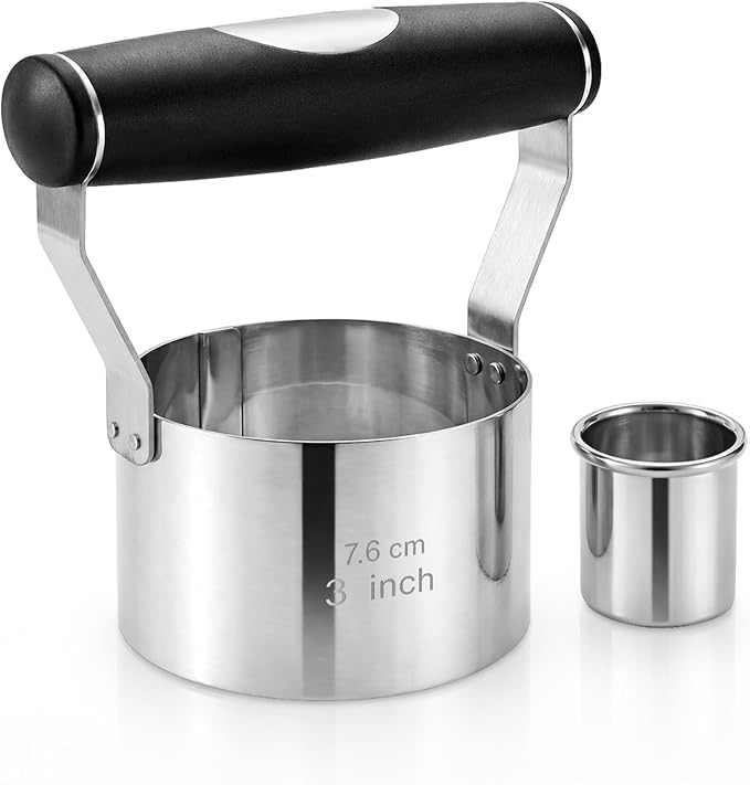 Biscuit Cutter, 3 Inch Stainless Steel Cookie Cutter with Ergonomic Soft Grip Handle, Round Biscuit Maker for Baking, Donut, Scones, Pastry, Sandwiches