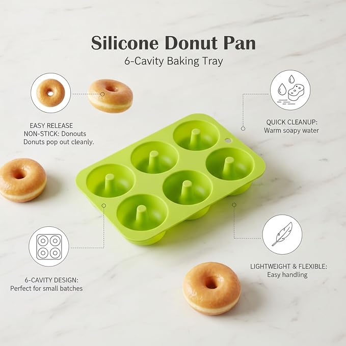 Silicone Donut Pan, 6-Cavity Baking Tray for Oven (1 PC)