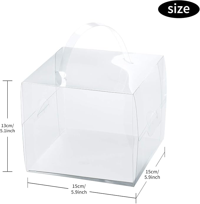BURLIHOME 6x6x5Inch Transparent Bakery Boxes,20Pcs Clear Cake Box for Cake Chocolate Donut,Treat Boxes Gift for Party Wedding Graduation