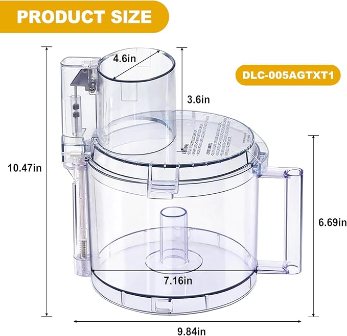 DLC-005AGTXT1 Food Processor Work Bowl Kit, DLC-005AGTX Food Work Bowl & Food Work Bowl Cover DFP-14NWBCT1 Fits for Cuisinart All DFP-14 Models