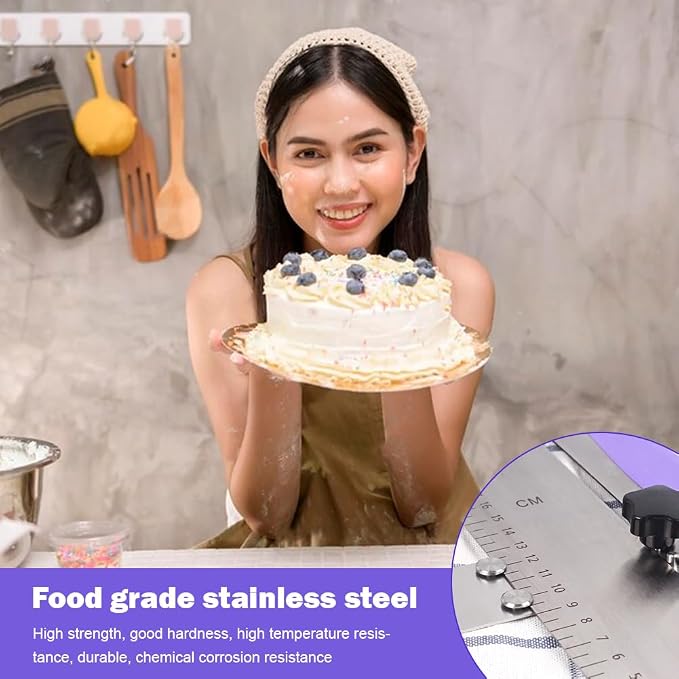 12 Inch Stainless Steel Cake Scraper, Cake Scraper Smoother Leveler and Smoother, Icing Spatula, cake leveler adjustable Kitchen Spatula for Mousse, Cheese, Cream Cake, 30.5 * 9cm