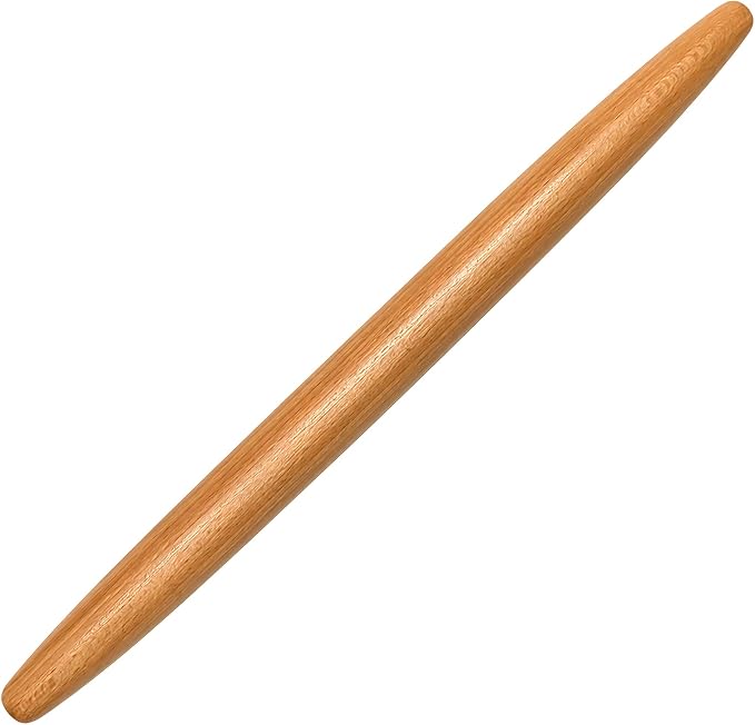 French Rolling Pin, 17 Inch Solid Wood Tapered Rolling Pin for Baking, Wooden Dough Roller for Pastry, Pizza Dough, Pie Crust, Cookies, Pasta and Fondant