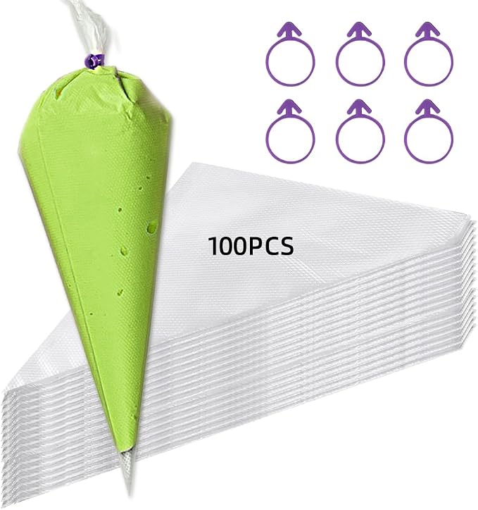 100pcs 12 Inch Disposable Piping Bags, Extra Thick Anti-Burst Pastry Bags for Cake Decorating, Non-Slip Icing Bags 12 Inch Tipless Piping Kit for Frosting, Cookies, Cupcakes & Macarons