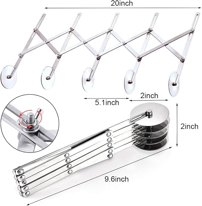 5 Wheel Pastry Cutter Pizza Cutter with Stainless Steel Double Cutter, Set of 2 Pizza Slicer Multi-Round Pastry Knife for Pizza Pies Waffles Dough Cookies