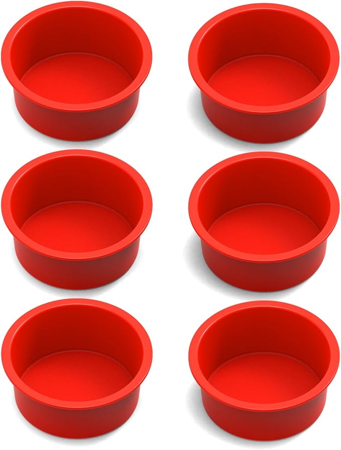 SILIVO 4 Inch Cake Pan (6 Pack) - Silicone Mini Smash Cake Pans, Nonstick Small Cake Pans for Smash Cake,Muffin and Egg Bites
