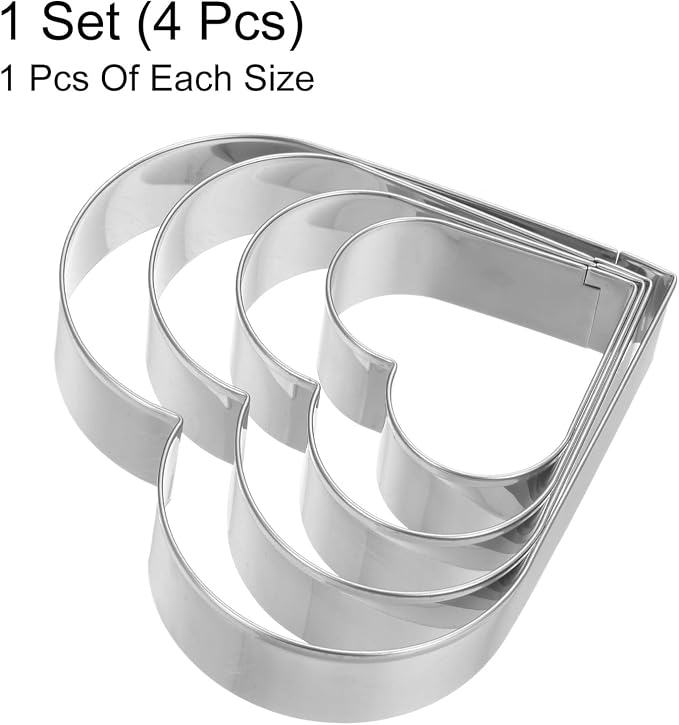 HARFINGTON Heart Cookie Cutter Set Assorted Sizes Stainless Steel Valentine's Day Biscuit Baking Pastry Candy Cookie Cutters Molding for Pastry Fondant Cake