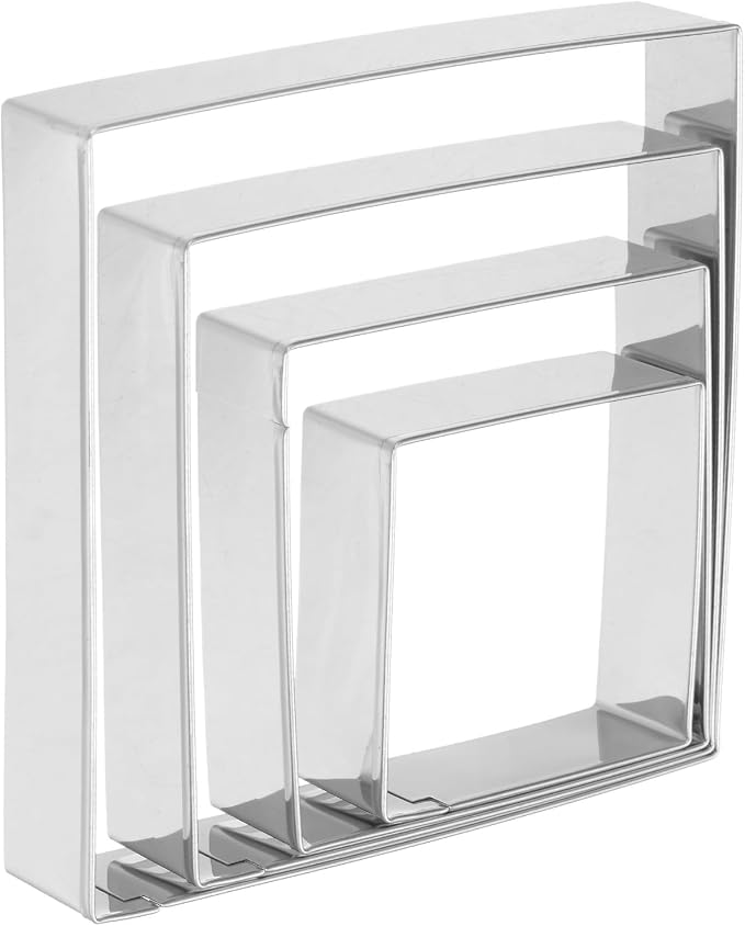 HARFINGTON Square Cookie Cutter Set Assorted Sizes Stainless Steel Geometric Biscuit Baking Pastry Candy Cookie Cutters Molding for Pastry Fondant Cake