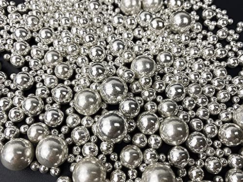 Edible Pearl Sugar Sprinkles Silver Candy 120g/ 4.2oz Mixing Size Baking Cake Decorations Cupcake Toppers Cookie Decorating Ice Cream Toppings Celebrations Shaker Jar Wedding Shower Party Chirstmas