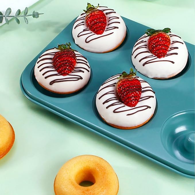 6-Cavity Nonstick Donut Pan Baking Ring Doughnut Pans for Bread Muffin Baking Pastries Cookies, Metal (2 Pack)