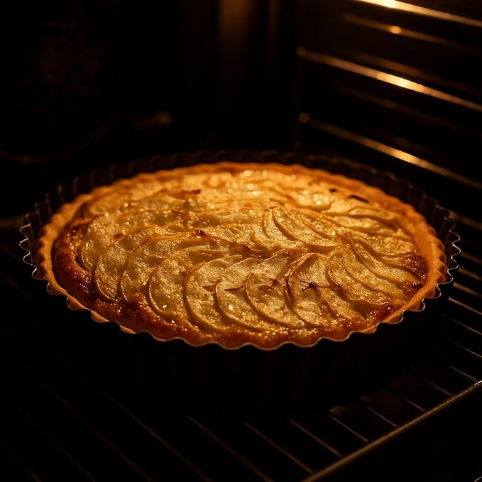 9.44 inch Deep Dish Pie Pan with Removable Bottom - Fluted Carbon Steel Tart Pan for Quiche Lorraine & Pies - Crispy Crust Baking Dish for Home Bakers