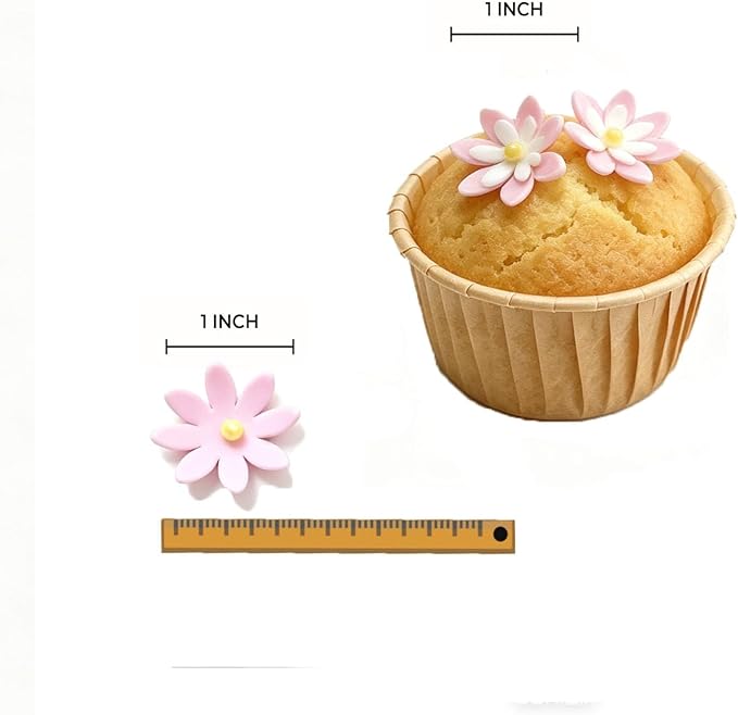 80 Count Edible Flower Cake Decorations, Small Edible Flowers, Sugar Flowers, Cakes & Cupcakes Toppers, Edible Dessert Decorations (0.8 Inch) (8 Petals Double-layer)