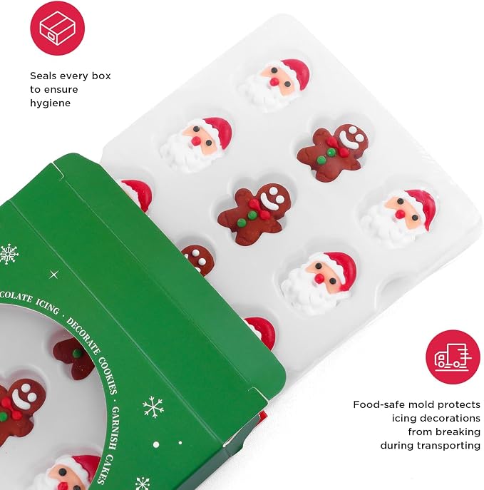 Edible Christmas Cookie Decorations, Edible Gingerbread Men, Christmas Tree, Santa Claus Icing Decorations, Gingerbread House Decorations, Perfect for Cupcakes, Cake, Cookies, and Ice Cream Topping