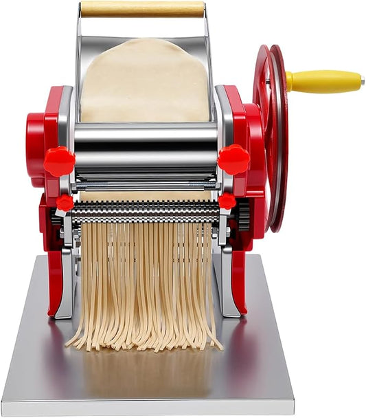 Manual Noodle Machine, Commercial Pasta Maker, Dough Sheeter Machine, Adjustable Thickness 0.5-5mm, Dough Roller Machine, Spaghetti Dough Machine for Home