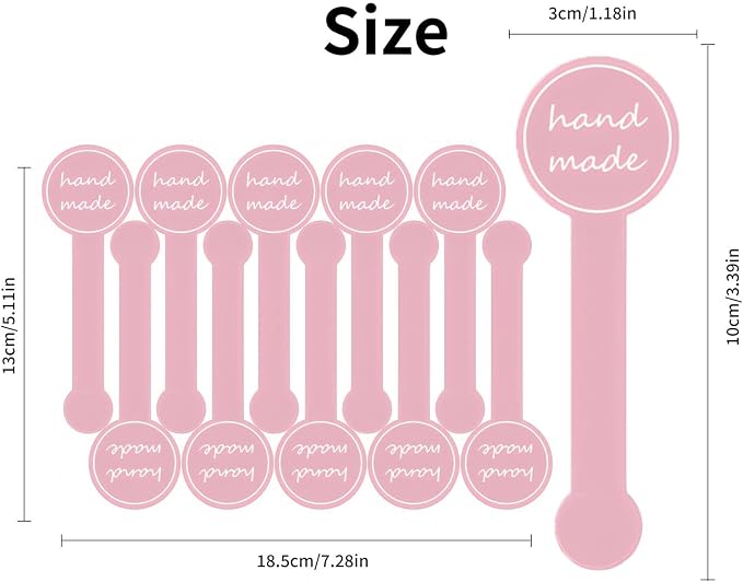 300pcs Pink Handmade Food Baking Label Stickers for Baked Goods Packaging (StyleC)