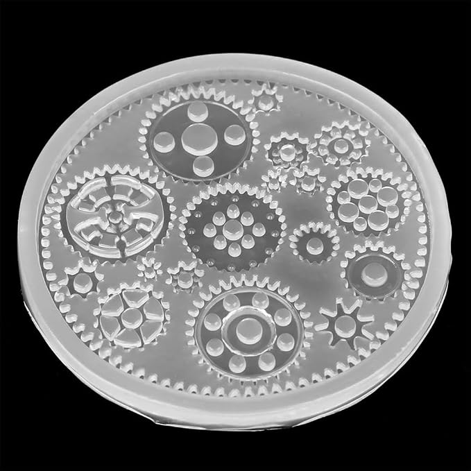 Gear Shape Silicone Mold 4 Pcs – Food Grade Fondant Mold for DIY Chocolate Cake Decorating, Resin Jewelry Crafting Kit