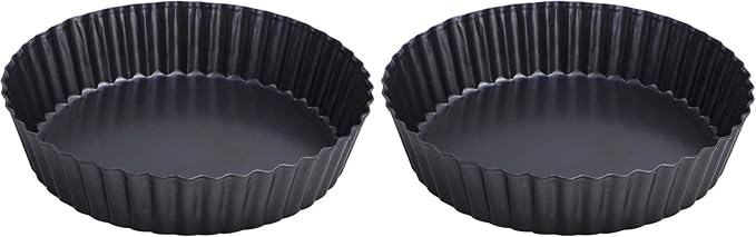 Webake 9.5 Inch Tart Pan Heavy Duty Quiche Pan Removable Bottom Nonstick Deep Baking Dish Pie Plate Pie Mold (Pack of 2)