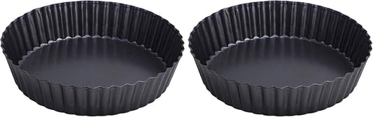 Webake 9.5 Inch Tart Pan Heavy Duty Quiche Pan Removable Bottom Nonstick Deep Baking Dish Pie Plate Pie Mold (Pack of 2)