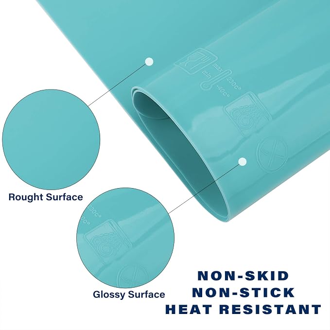 Gartful Extra Large Silicone Mat 23.6 x 15.7 inches, Silicone Crafts Sheet, Casting Molds Mat, Countertop Protector, Placemat Table Mat Desk Saver Pad, Nonstick Nonskid, Black Green