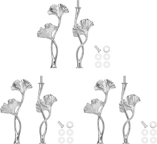 uxcell 2 Tiers Cake Tray Stand Handle 3 Set Metal Cake Stands Holder Cupcake Dessert Plate Hardware Fitting Holder Rod Stand Handle for Wedding Party Festival Cake Plate, Silver (Flower)