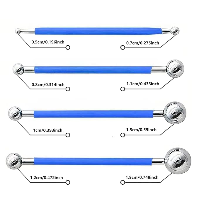 14Pcs Ball Stylus Pottery Tool Set, Blue Embossing Tool, Dual-Ended Multi-Size Clay Sculpting Dotting Tools, Professional Modeling Tools for Pottery, Polymer Clay, Nail Art, Fondant & DIY Crafts