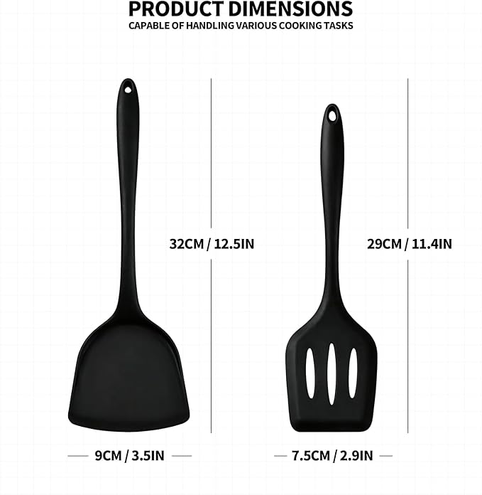 2‑Pack Silicone Kitchen Spatula Set | Heat‑resistant & non‑stick, dishwasher safe for eggs, pancakes, fish and burgers cooking.