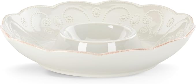 Lenox French Perle Chip and Dip Tray, White -
