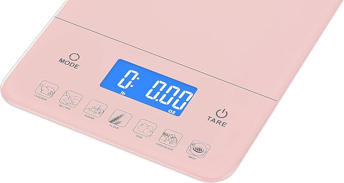 Ozeri Touch III Digital Kitchen Scale with Calorie Counter, 22 lbs (10 kg), Crystal Rose