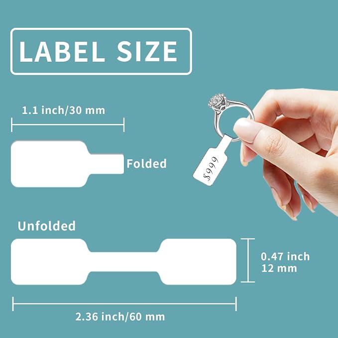 White Jewelry Price Labels,Any Pen Will not be Smeared,No Glue in the Middle Folding Part,Suitable for Jewelry handicrafts,etc. (600 PCS,1 Bag)
