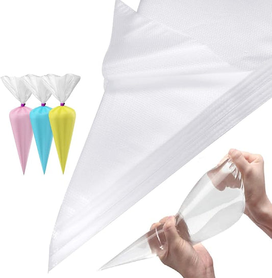 Piping Bags 100 Pcs 14" Disposable Pastry Bags, Heavy-Duty Anti-Burst Icing Bags for Cake Decorating, Cupcakes, Cookies, Macarons, Chocolate. Works with Wilton Tips & Couplers, Leak-Proof PE Material